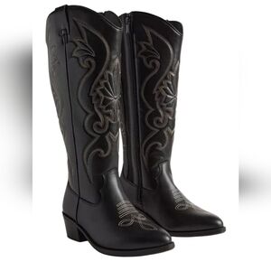 Torrid Black Western Knee Boot (WW)